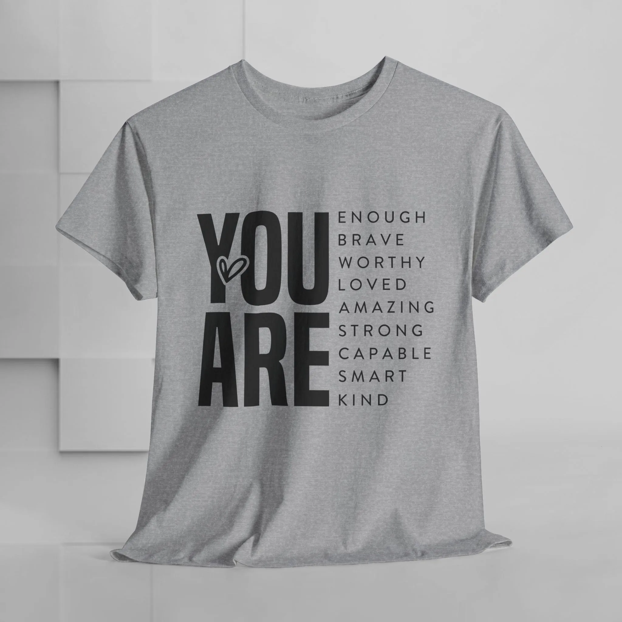 You Are Enough Unisex Heavy Cotton Tee | Inspirational Graphic Tee for Self-Love and Positivity