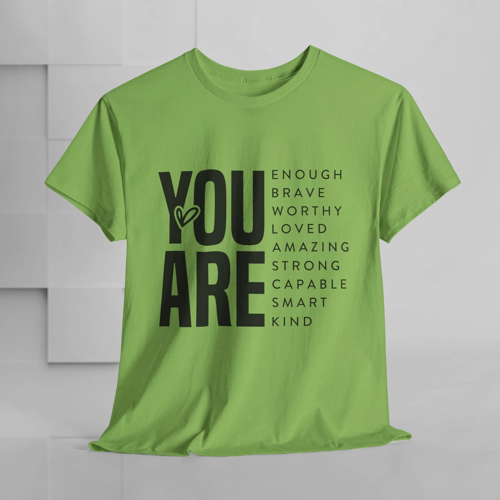 You Are Enough Unisex Heavy Cotton Tee | Inspirational Graphic Tee for Self-Love and Positivity