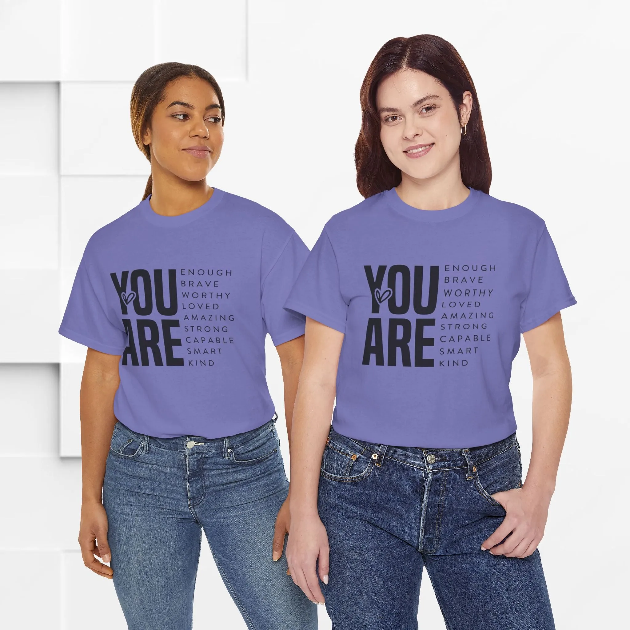 You Are Enough Unisex Heavy Cotton Tee | Inspirational Graphic Tee for Self-Love and Positivity