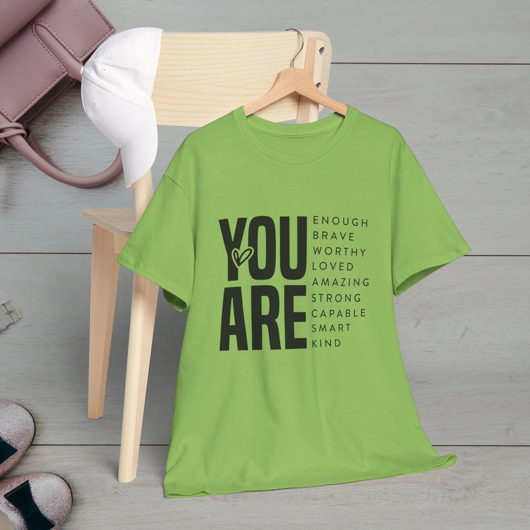 You Are Enough Unisex Heavy Cotton Tee | Inspirational Graphic Tee for Self-Love and Positivity