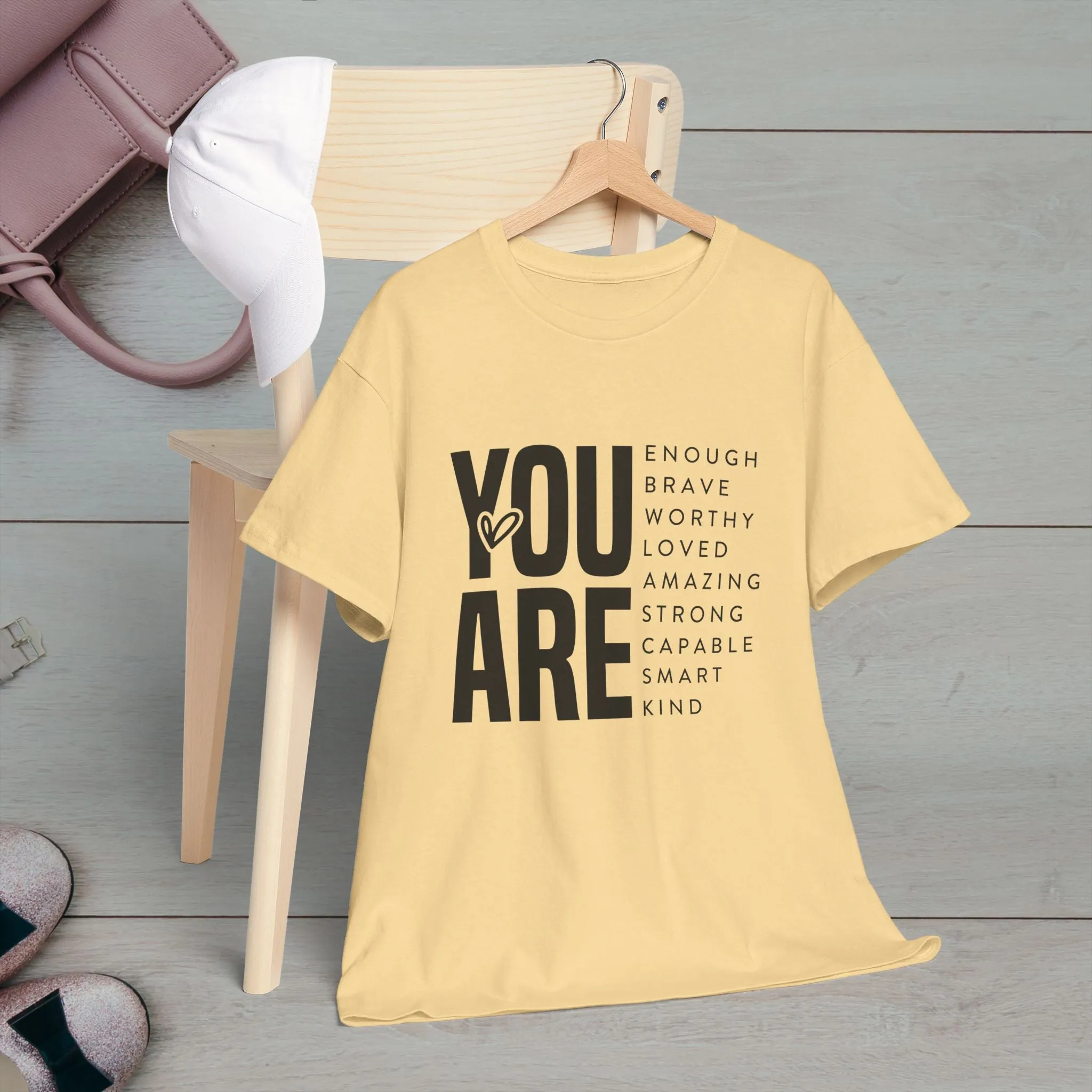 You Are Enough Unisex Heavy Cotton Tee | Inspirational Graphic Tee for Self-Love and Positivity