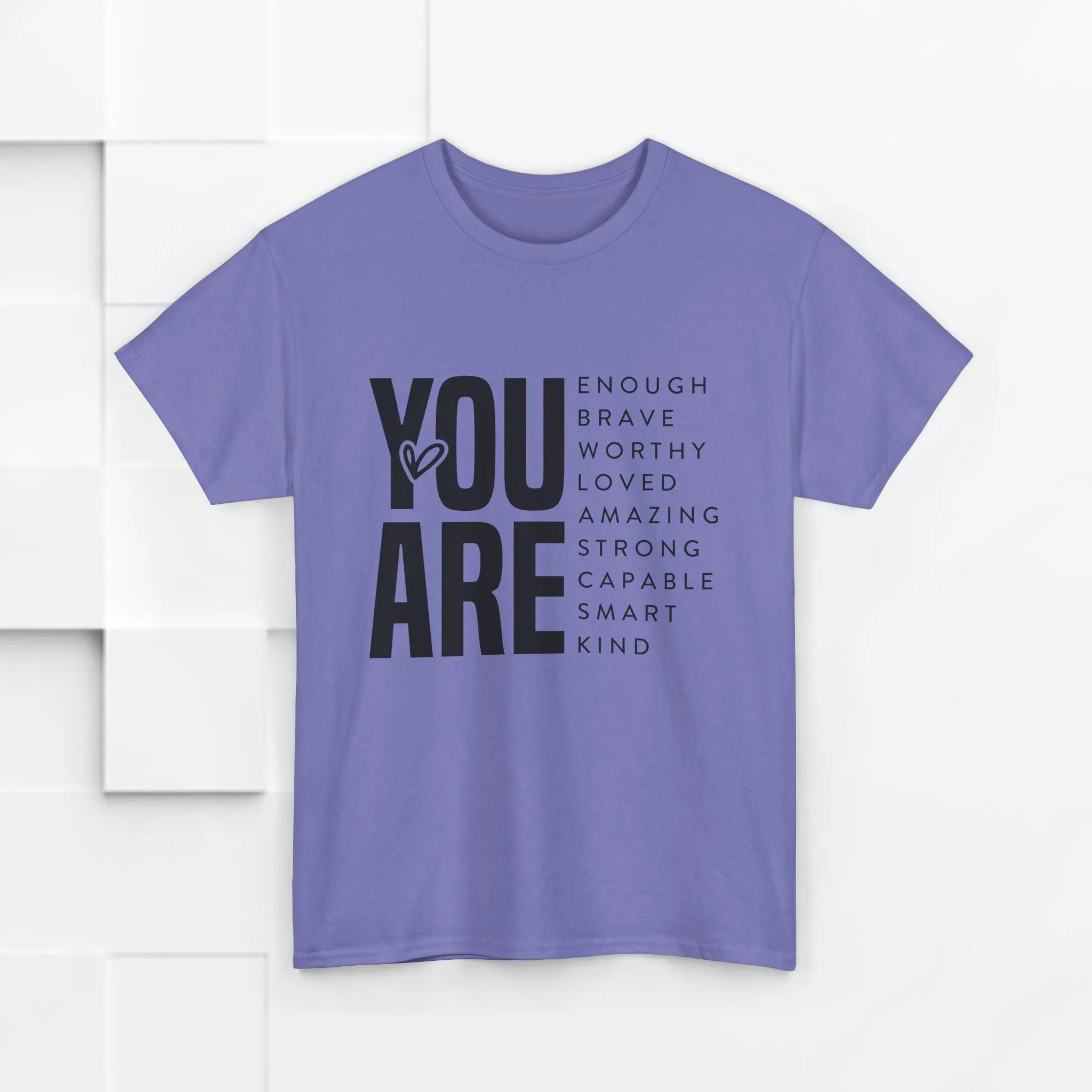 You Are Enough Unisex Heavy Cotton Tee | Inspirational Graphic Tee for Self-Love and Positivity