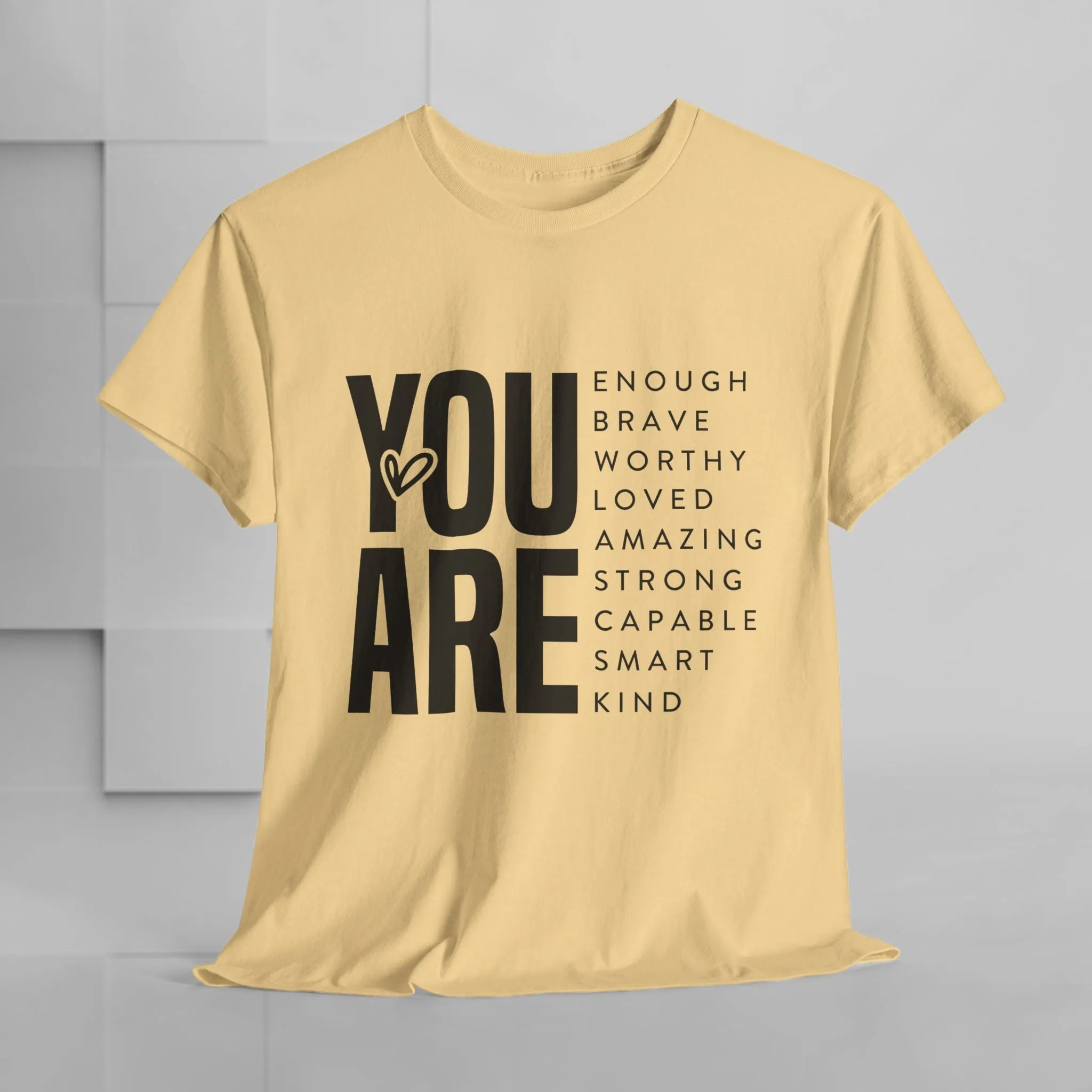You Are Enough Unisex Heavy Cotton Tee | Inspirational Graphic Tee for Self-Love and Positivity