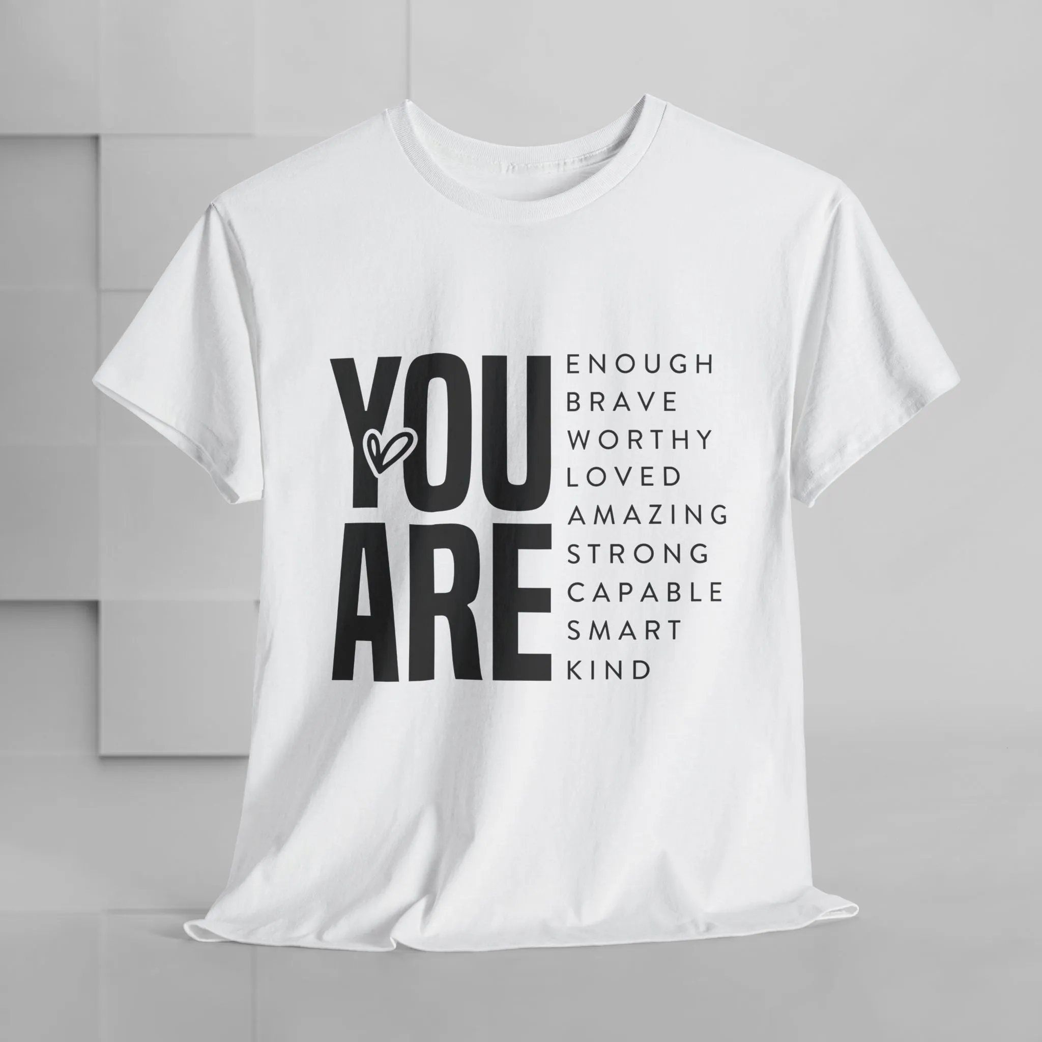 You Are Enough Unisex Heavy Cotton Tee | Inspirational Graphic Tee for Self-Love and Positivity