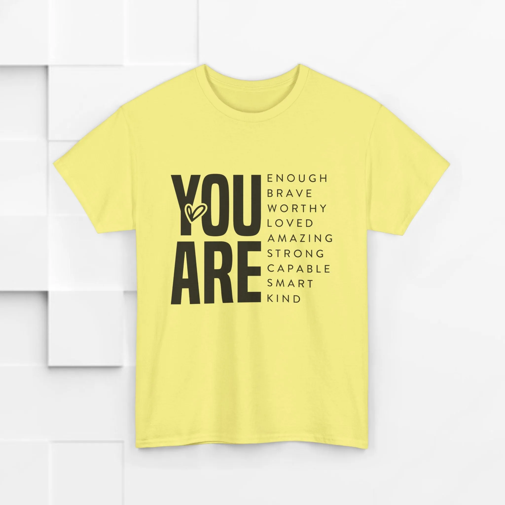 You Are Enough Unisex Heavy Cotton Tee | Inspirational Graphic Tee for Self-Love and Positivity