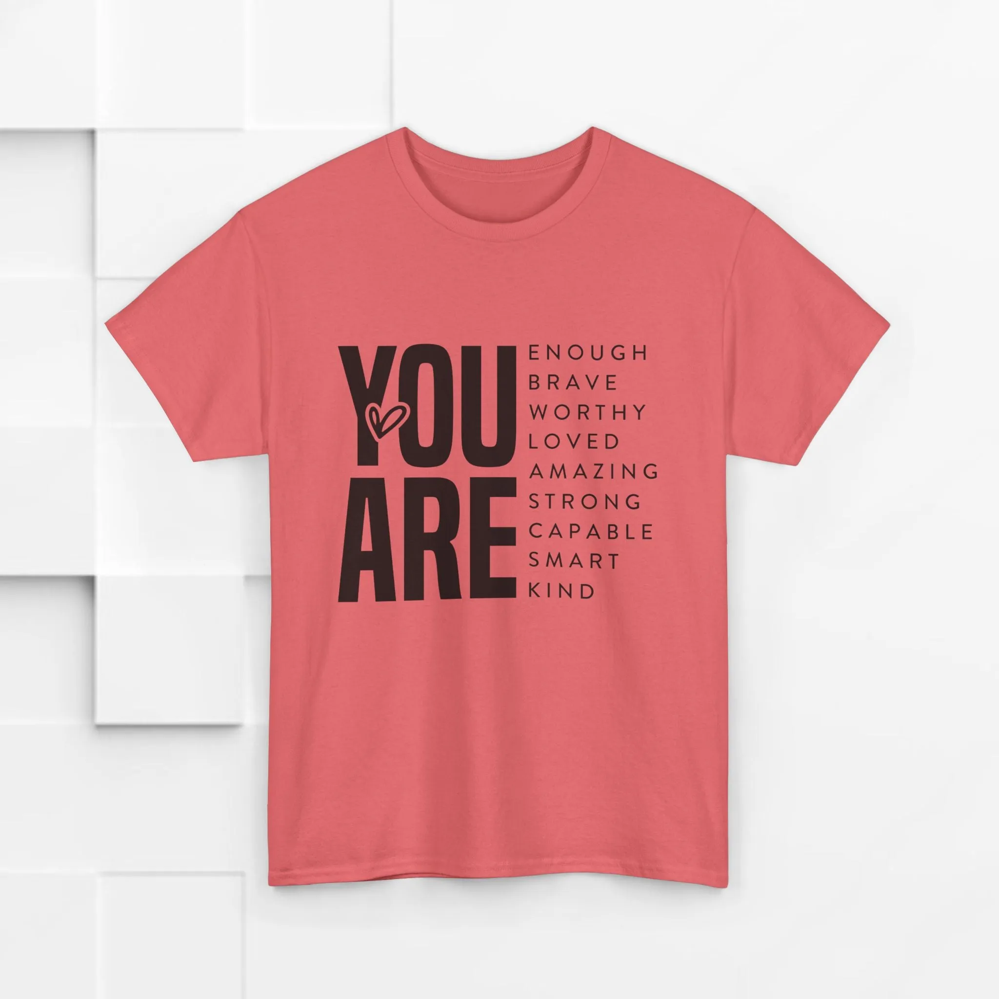 You Are Enough Unisex Heavy Cotton Tee | Inspirational Graphic Tee for Self-Love and Positivity