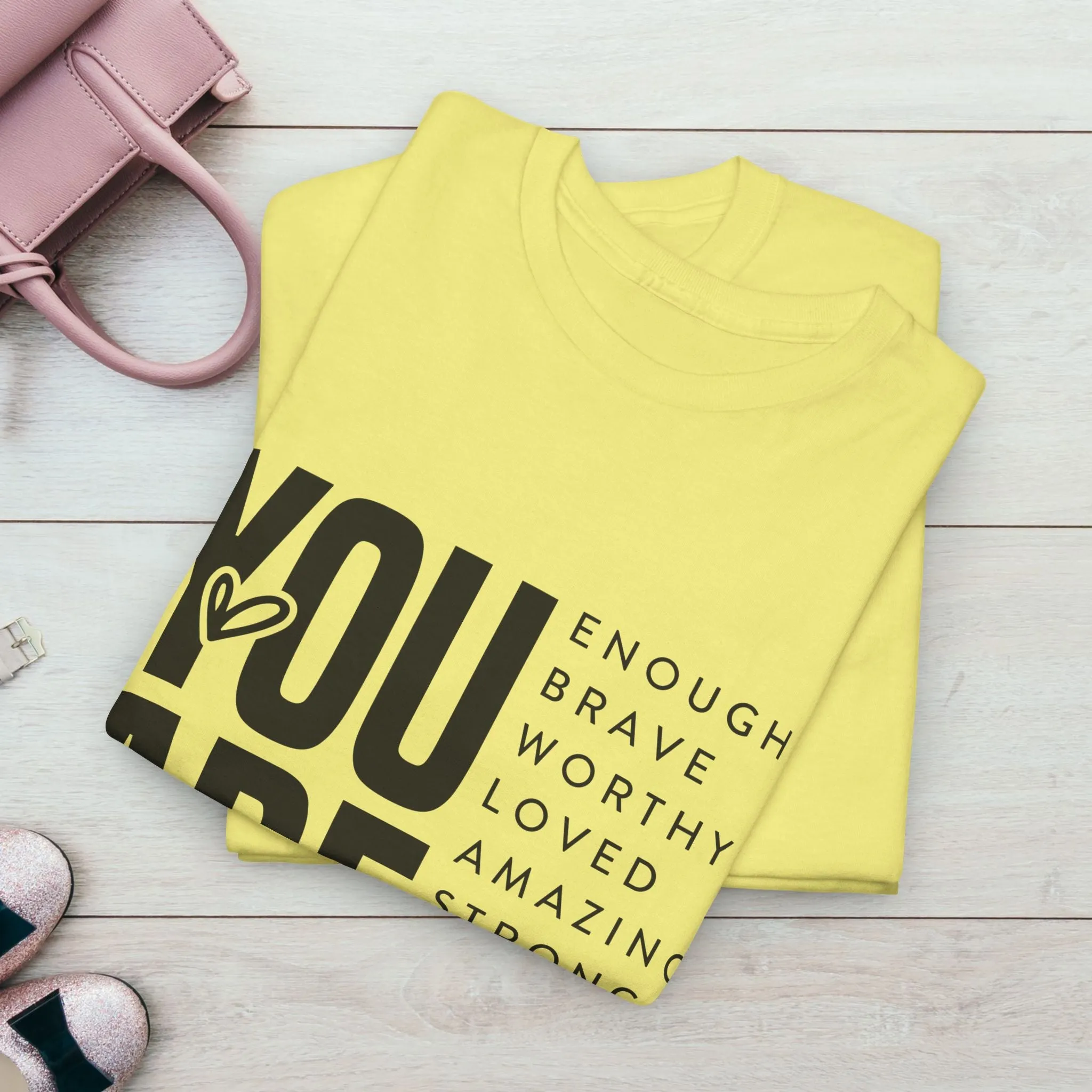 You Are Enough Unisex Heavy Cotton Tee | Inspirational Graphic Tee for Self-Love and Positivity