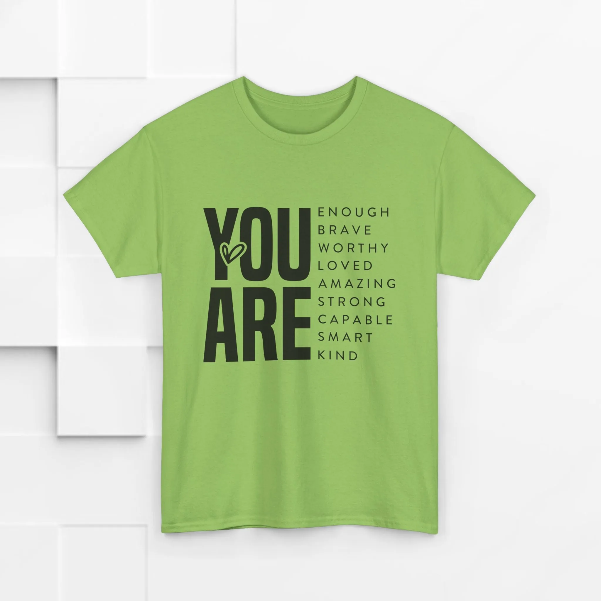 You Are Enough Unisex Heavy Cotton Tee | Inspirational Graphic Tee for Self-Love and Positivity