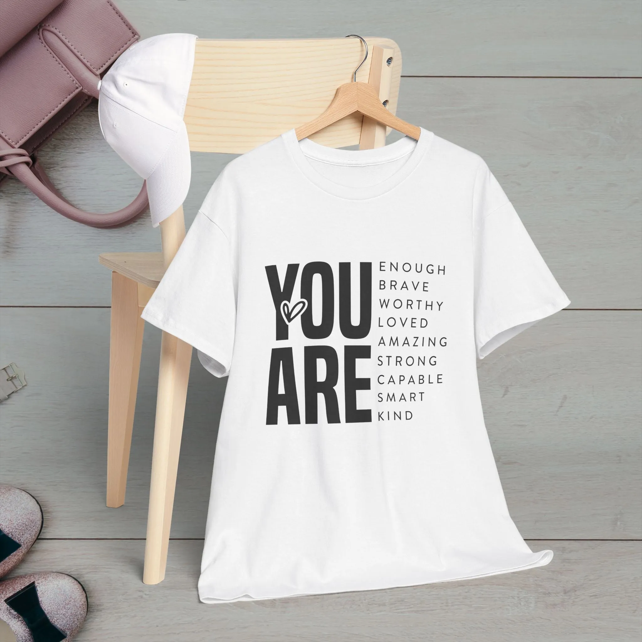 You Are Enough Unisex Heavy Cotton Tee | Inspirational Graphic Tee for Self-Love and Positivity