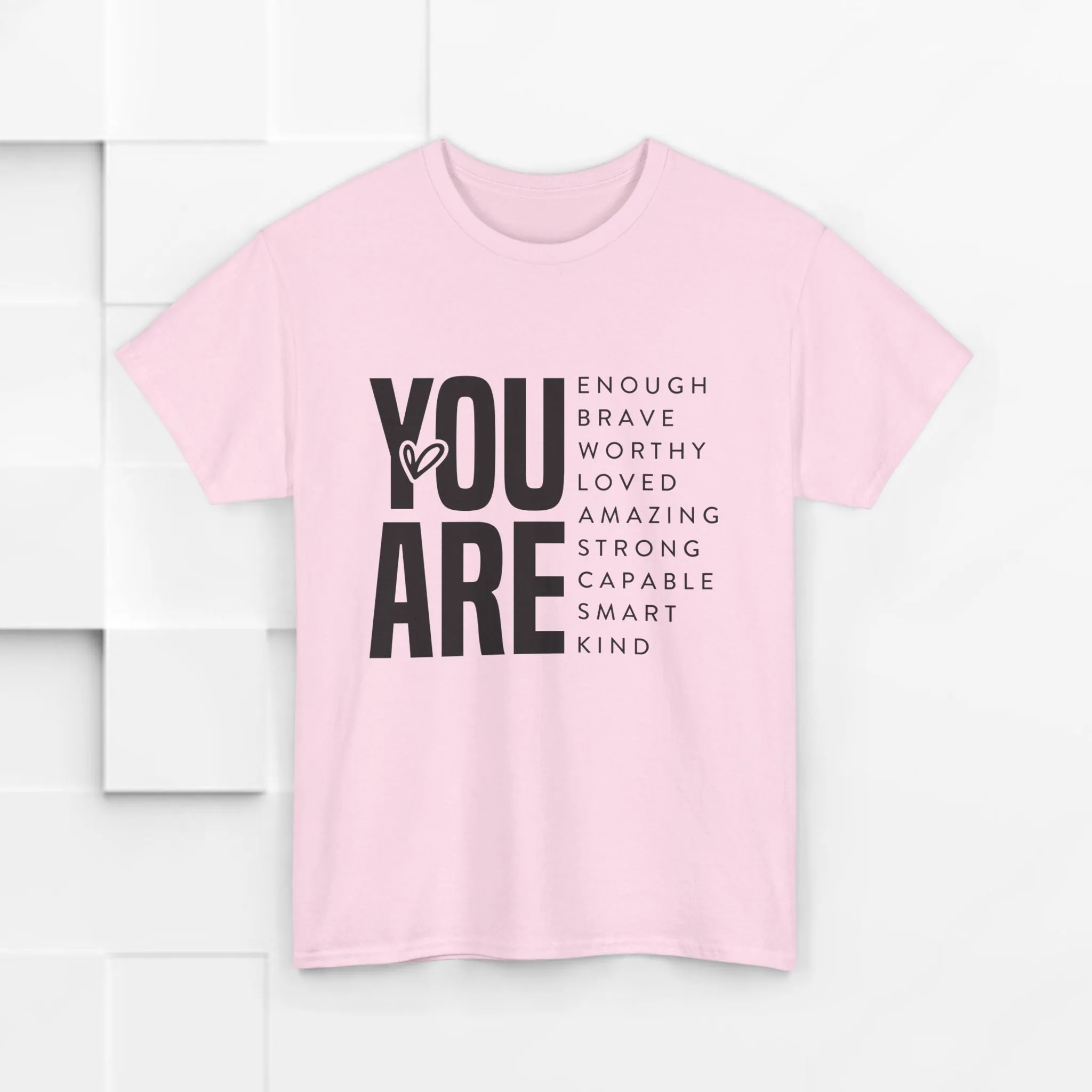 You Are Enough Unisex Heavy Cotton Tee | Inspirational Graphic Tee for Self-Love and Positivity