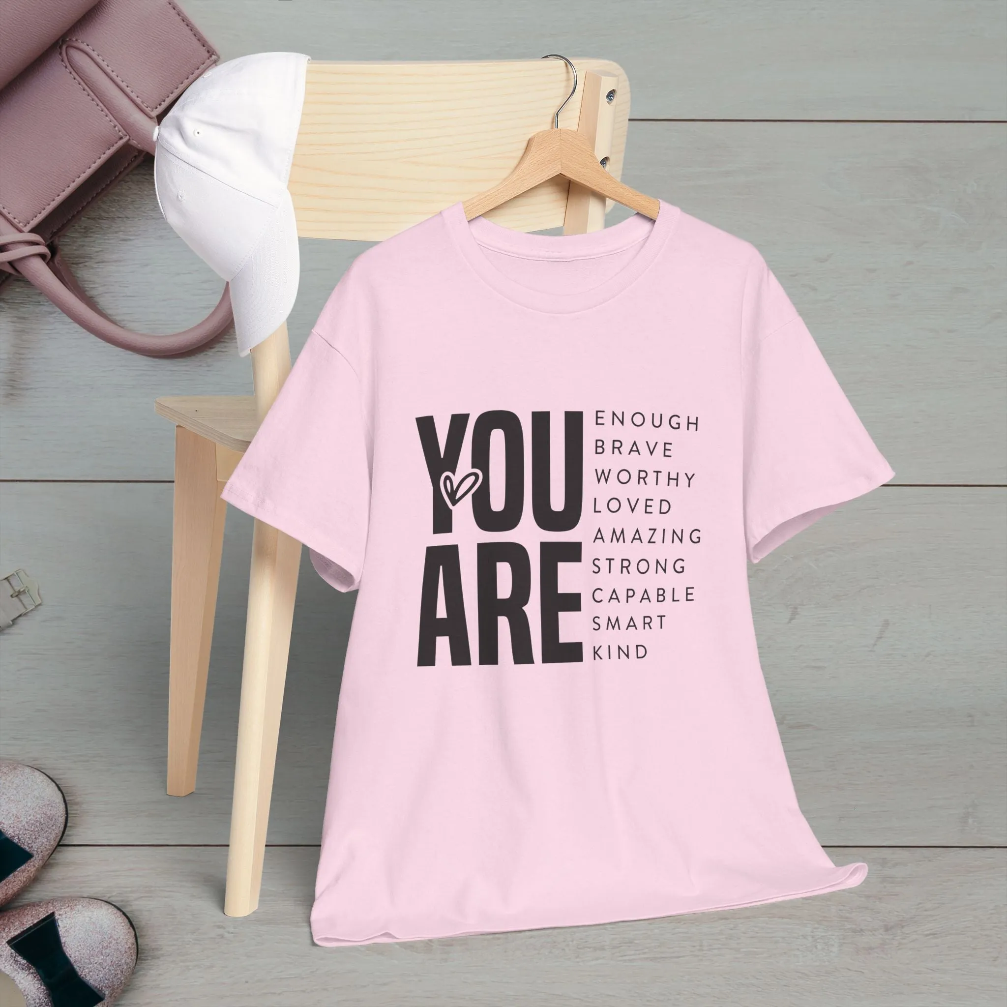 You Are Enough Unisex Heavy Cotton Tee | Inspirational Graphic Tee for Self-Love and Positivity