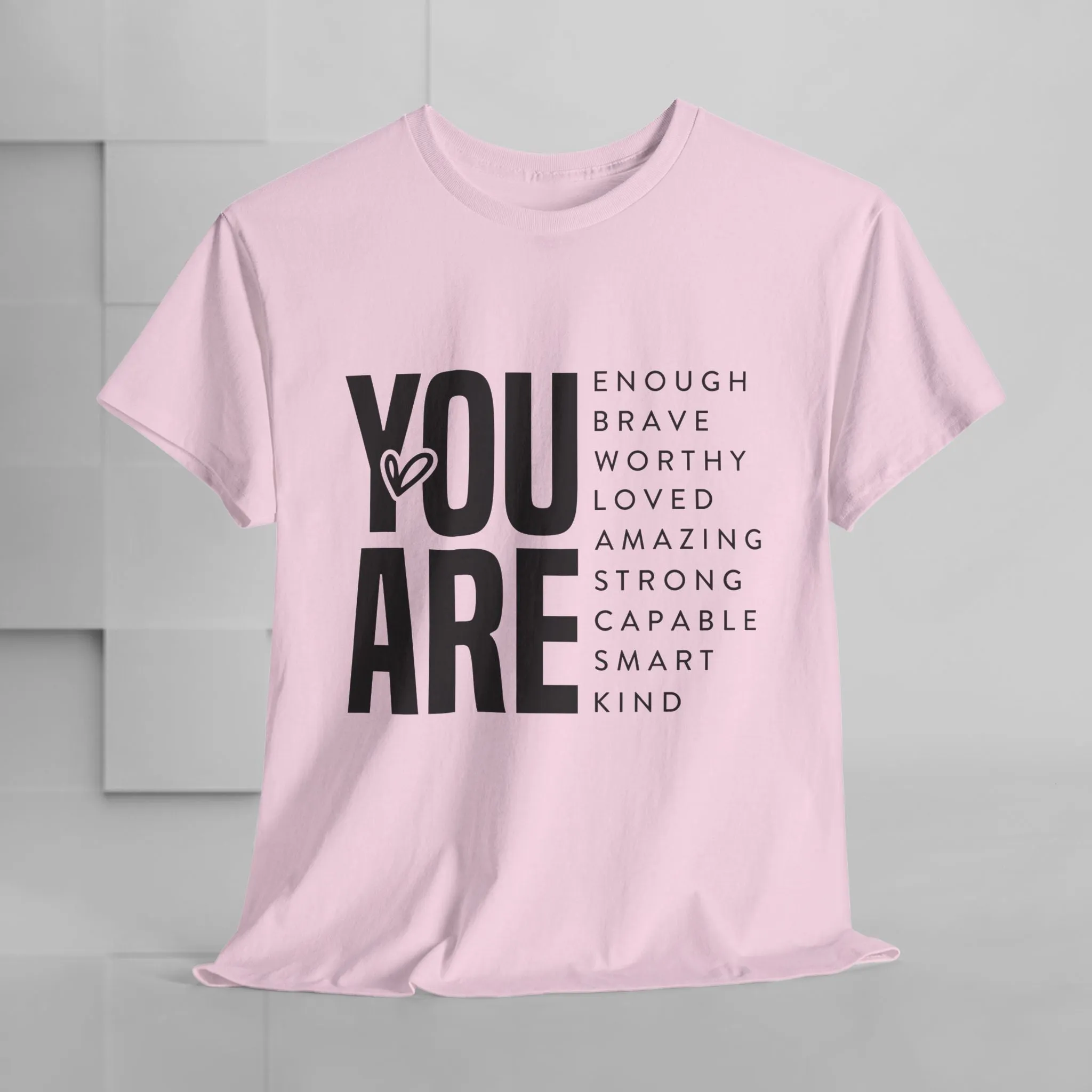 You Are Enough Unisex Heavy Cotton Tee | Inspirational Graphic Tee for Self-Love and Positivity