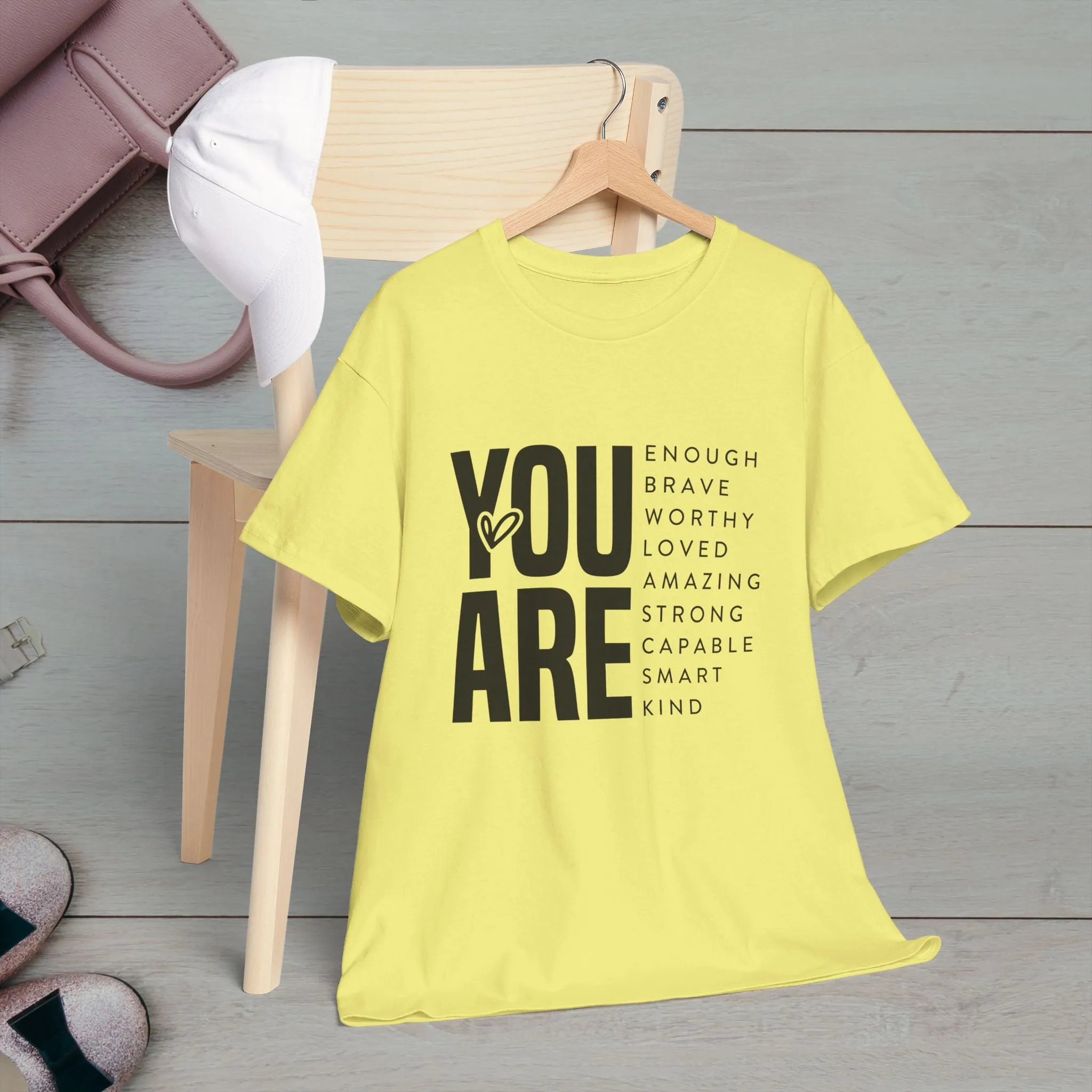You Are Enough Unisex Heavy Cotton Tee | Inspirational Graphic Tee for Self-Love and Positivity