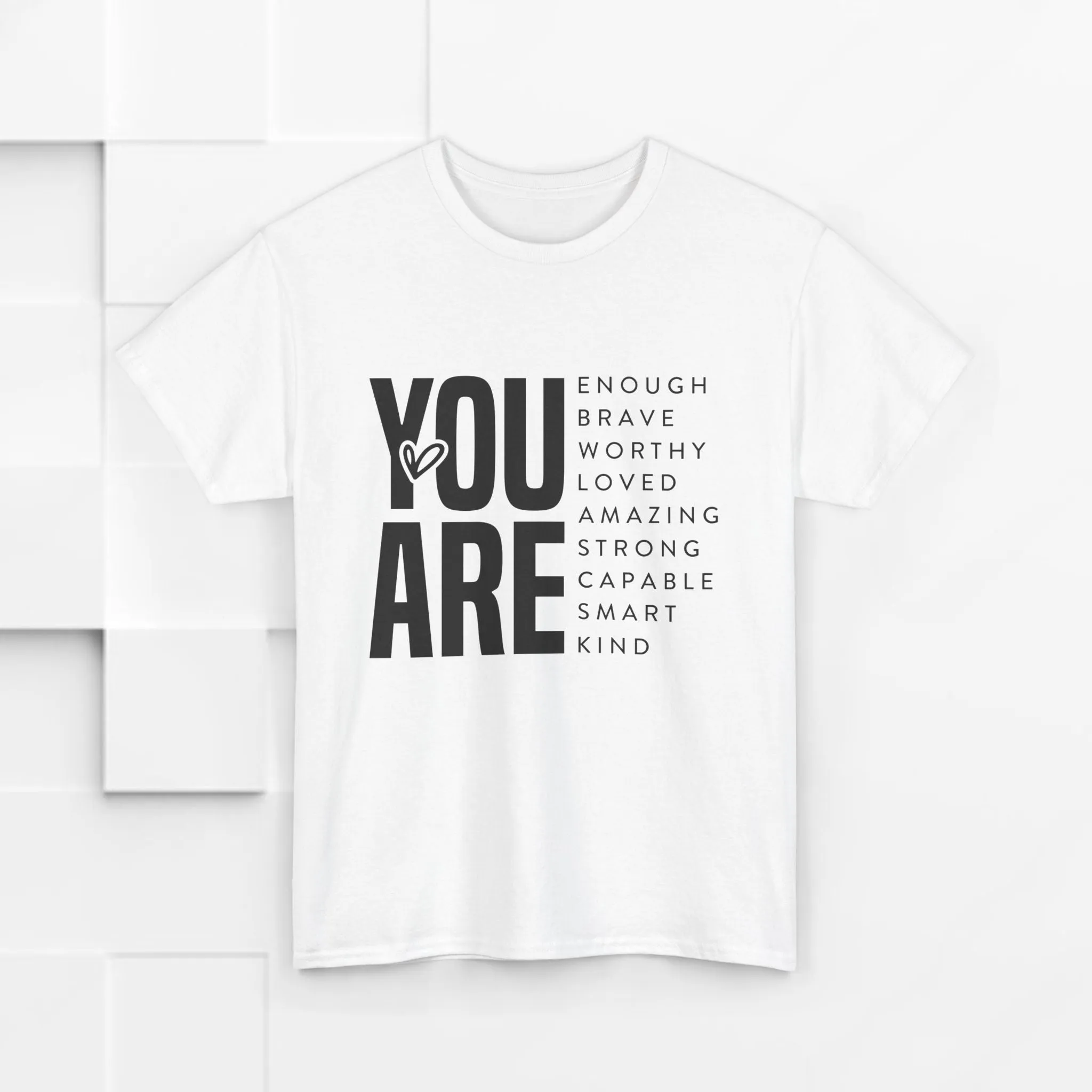 You Are Enough Unisex Heavy Cotton Tee | Inspirational Graphic Tee for Self-Love and Positivity