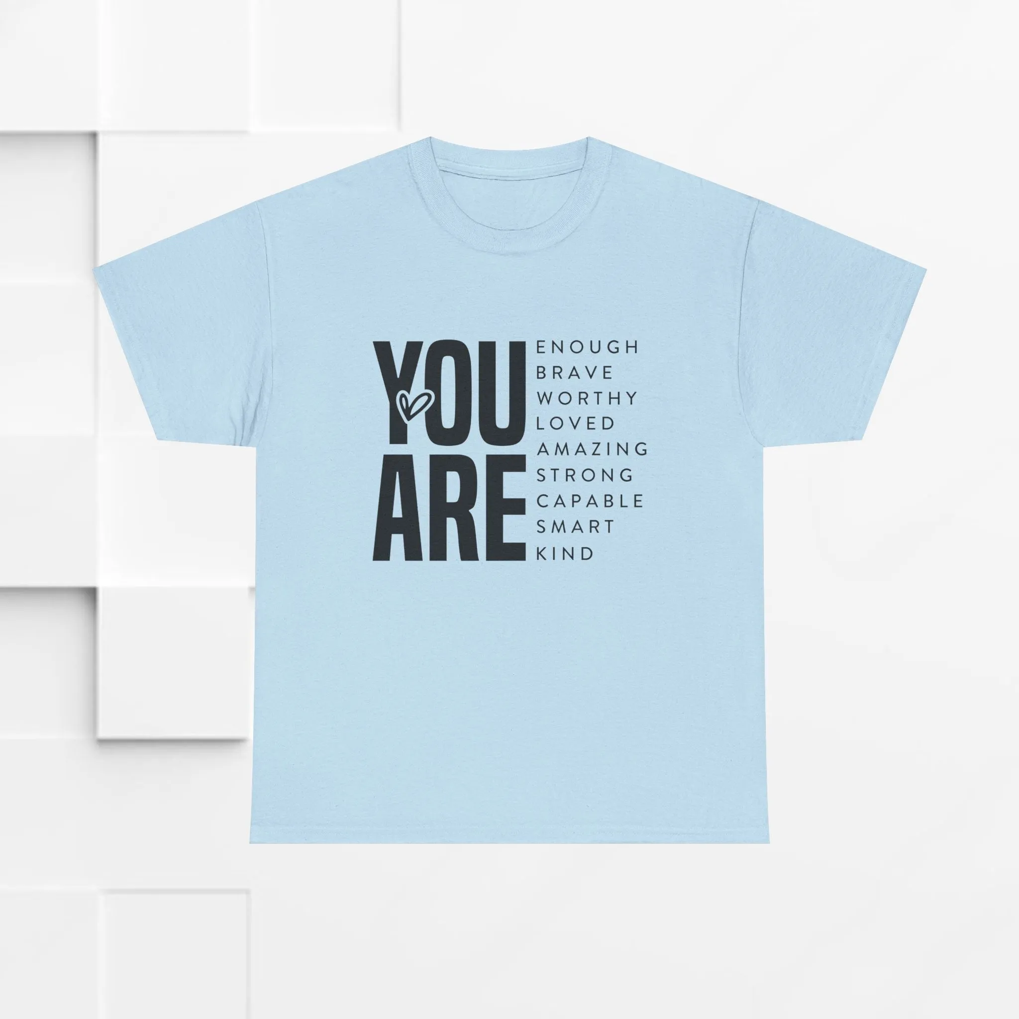 You Are Enough Unisex Heavy Cotton Tee | Inspirational Graphic Tee for Self-Love and Positivity