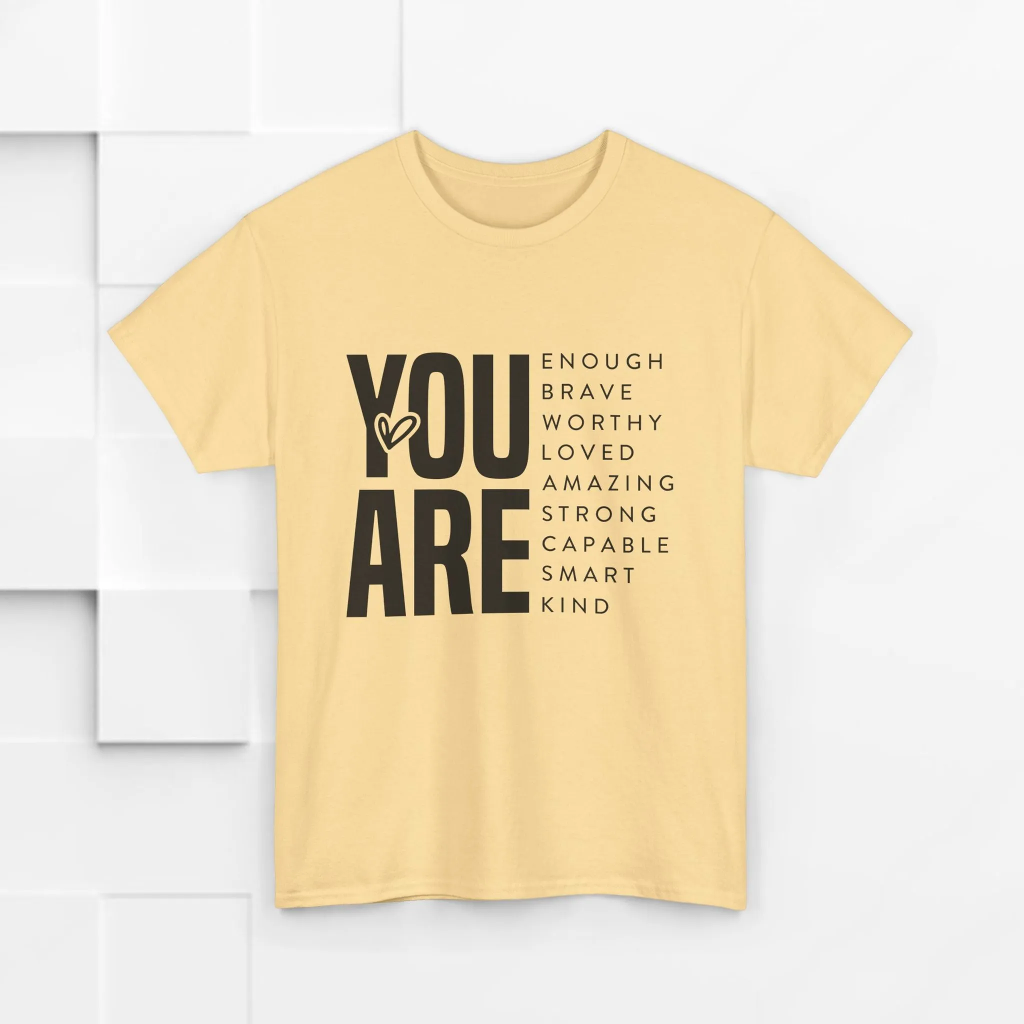 You Are Enough Unisex Heavy Cotton Tee | Inspirational Graphic Tee for Self-Love and Positivity
