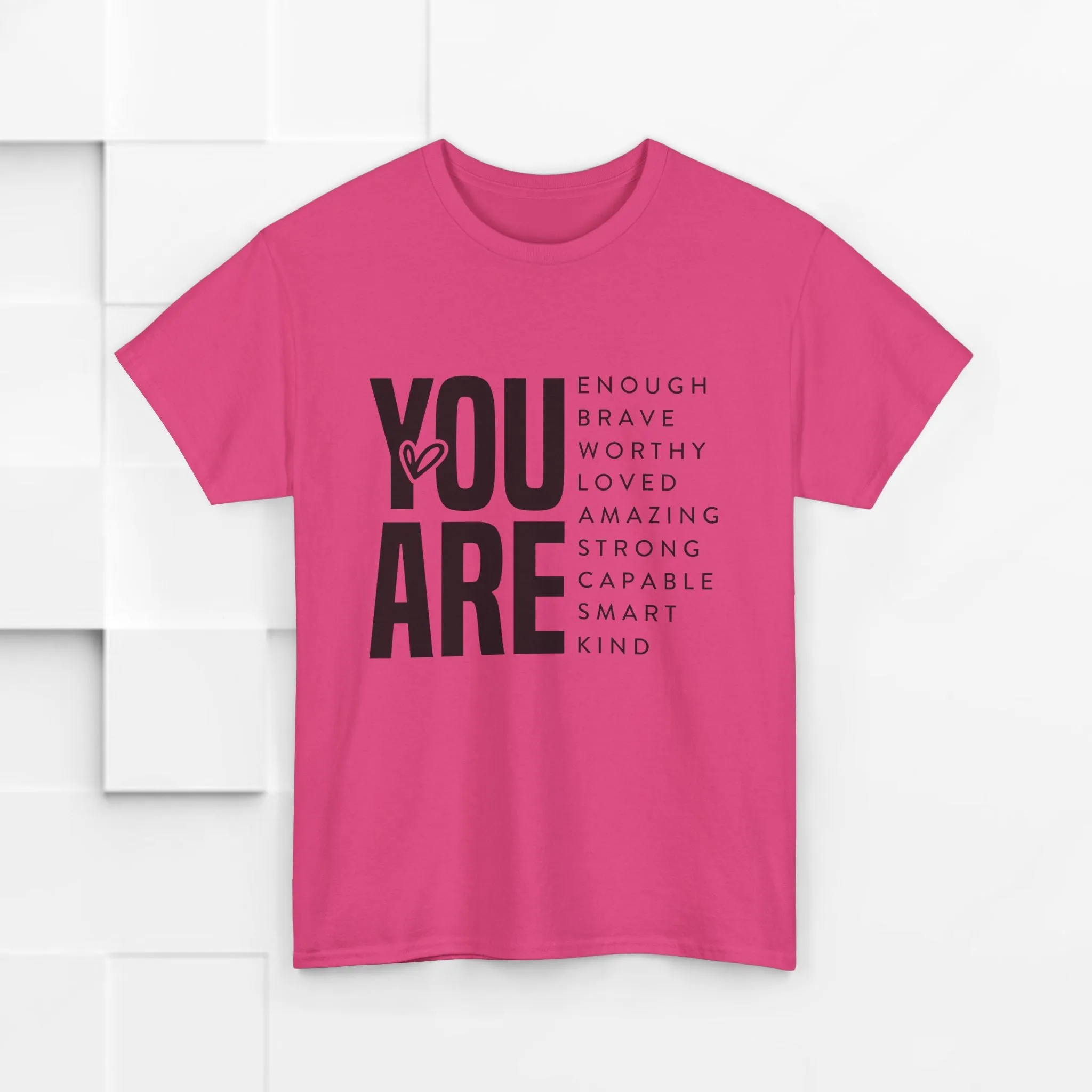 You Are Enough Unisex Heavy Cotton Tee | Inspirational Graphic Tee for Self-Love and Positivity