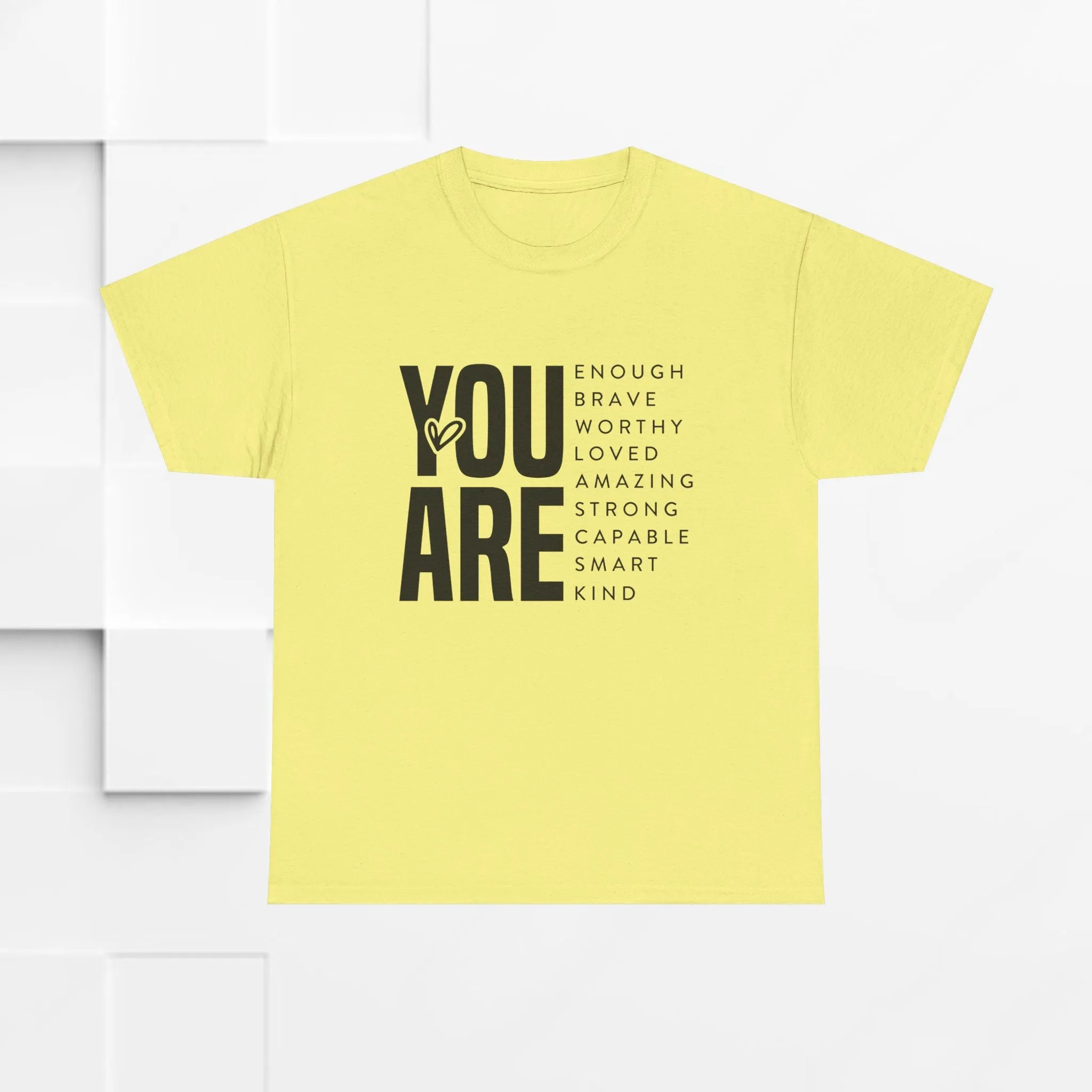 You Are Enough Unisex Heavy Cotton Tee | Inspirational Graphic Tee for Self-Love and Positivity