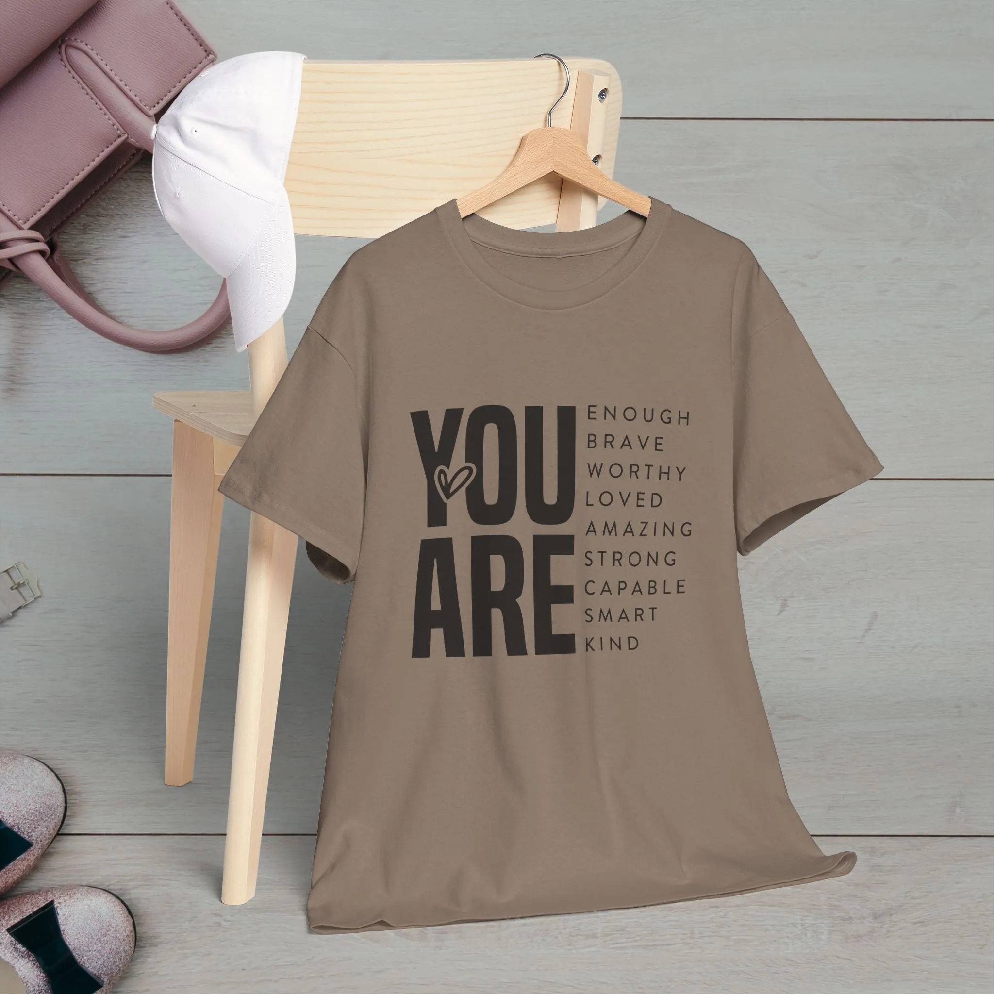 You Are Enough Unisex Heavy Cotton Tee | Inspirational Graphic Tee for Self-Love and Positivity
