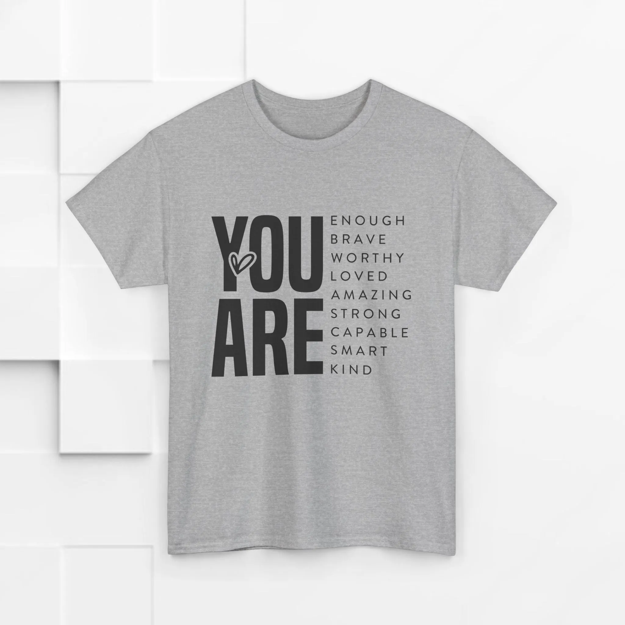 You Are Enough Unisex Heavy Cotton Tee | Inspirational Graphic Tee for Self-Love and Positivity
