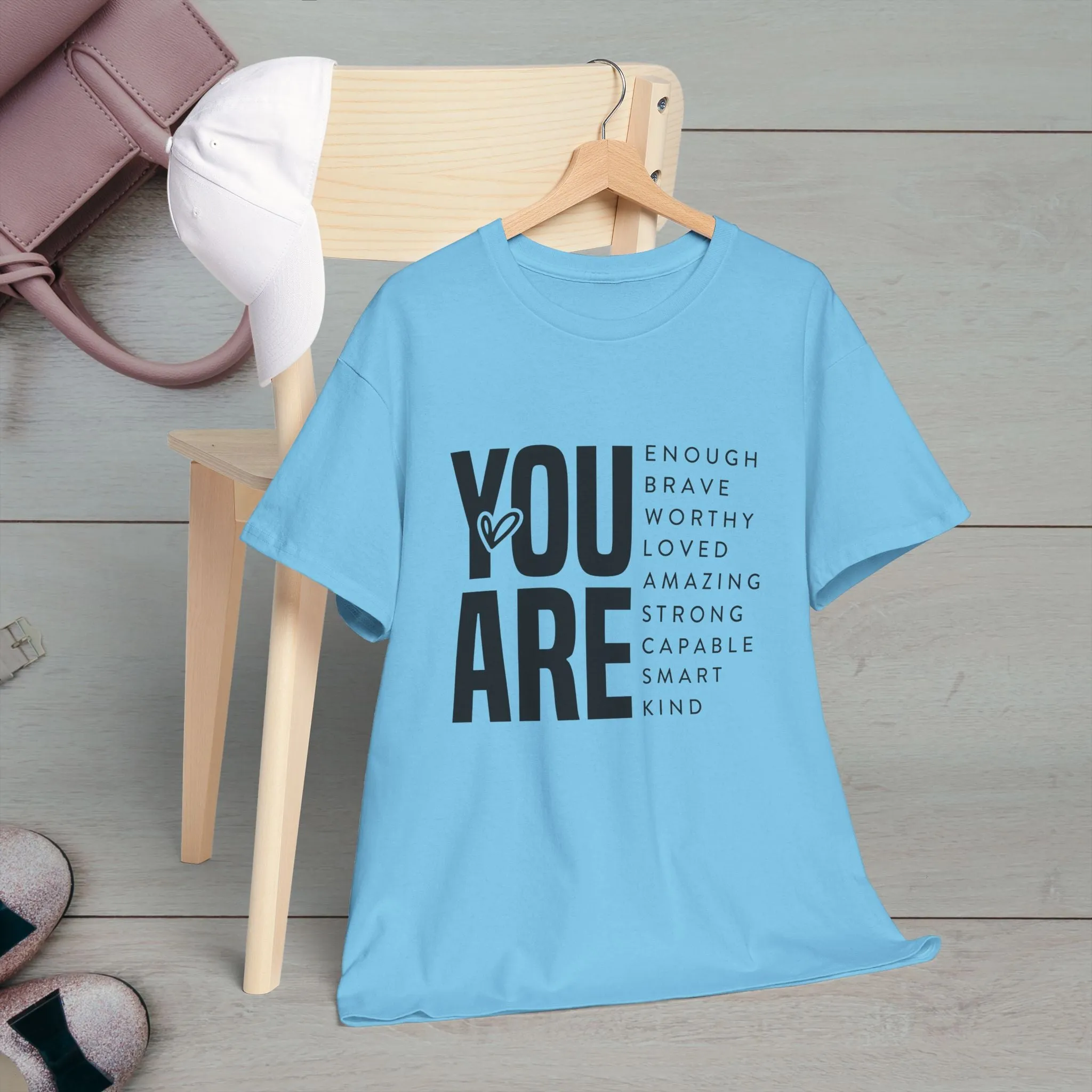 You Are Enough Unisex Heavy Cotton Tee | Inspirational Graphic Tee for Self-Love and Positivity
