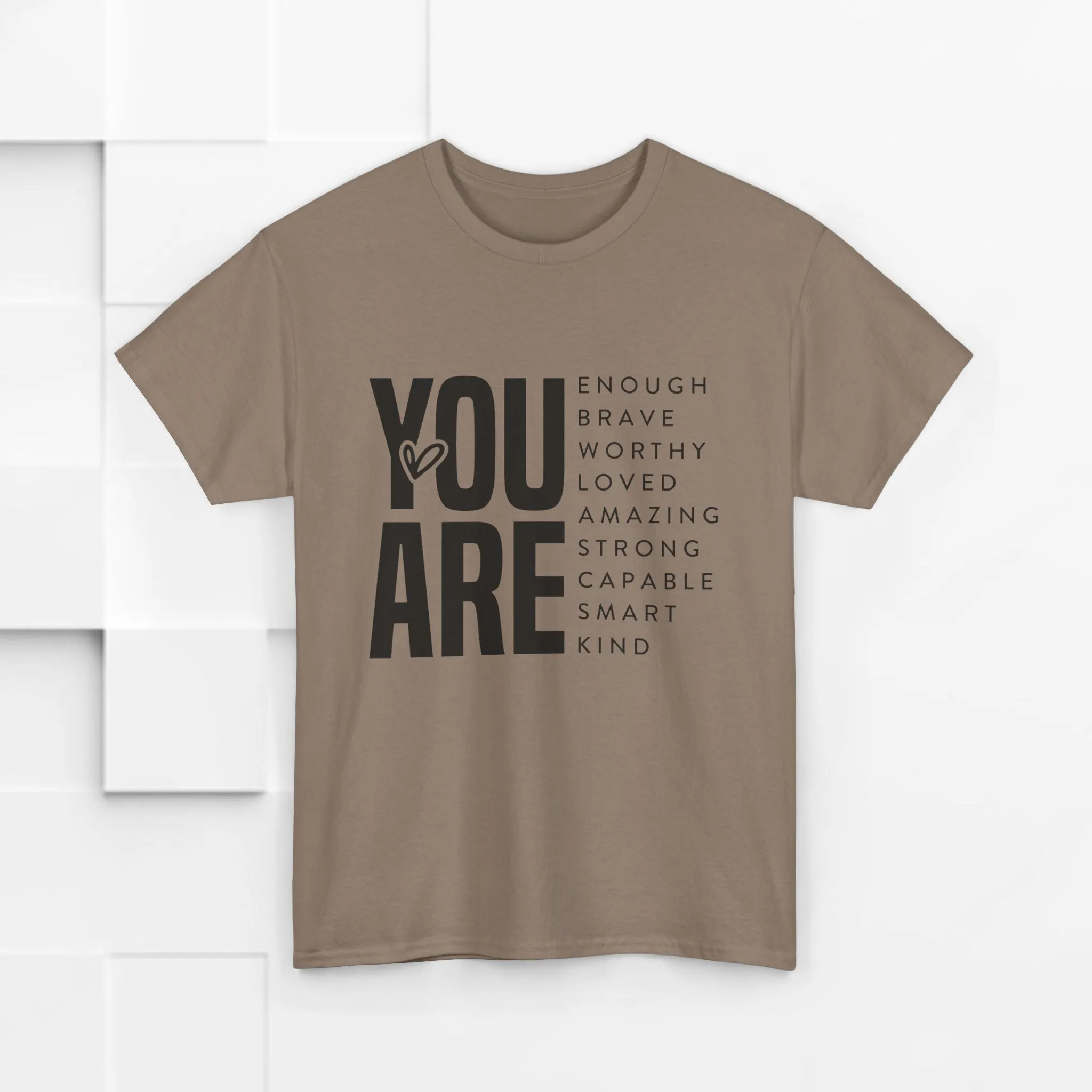 You Are Enough Unisex Heavy Cotton Tee | Inspirational Graphic Tee for Self-Love and Positivity
