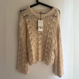 ZARA Bohemian Crochet Knit Sweater - Cream - Size M - NWT